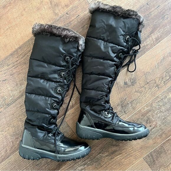 Cougar waterproof tall winter boots Women’s Sz 7 Ringo Star Black Patent - Picture 4 of 15